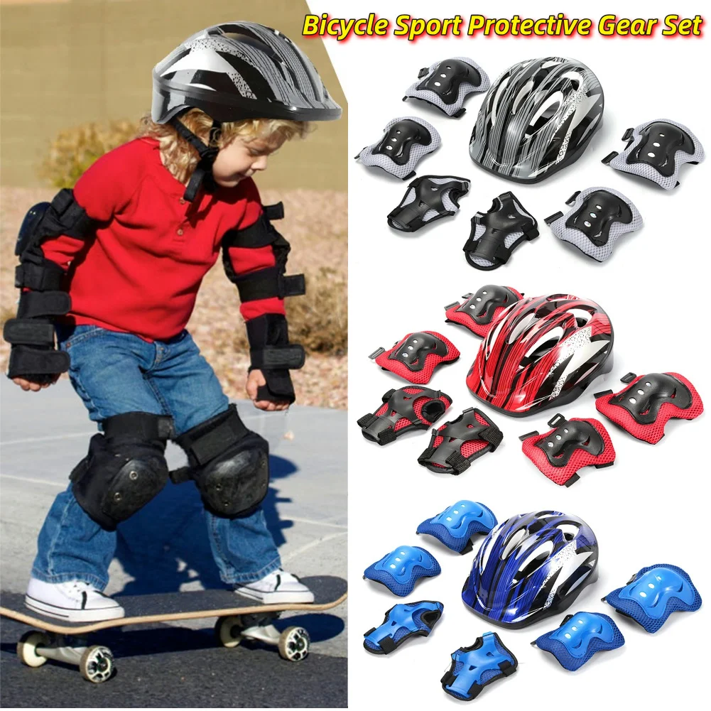 Cycling Gear For Kids - 7Pcs Bicycle Sport Protective Gear Set